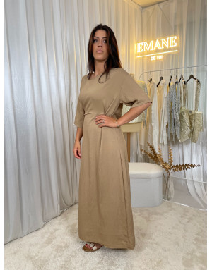 Robe Manche Courtes Beige