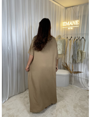 Robe Manche Courtes Beige