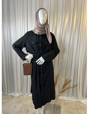 Grande taille robe bouton noir