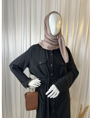 Grande taille robe bouton noir