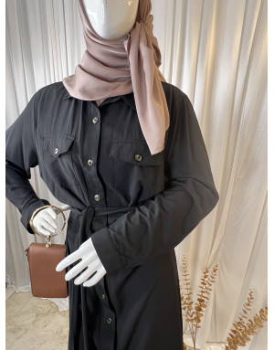 Grande taille robe bouton noir